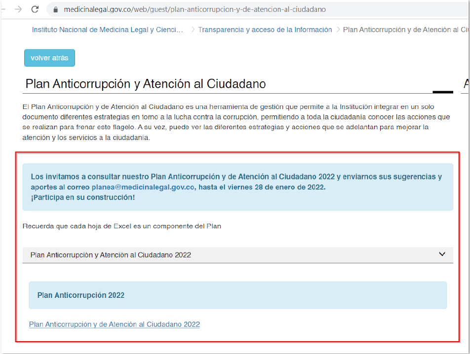 Imagen de la publicación invitando a consultar el Plan Anticorrupción y de Atención al Ciudadano 2022