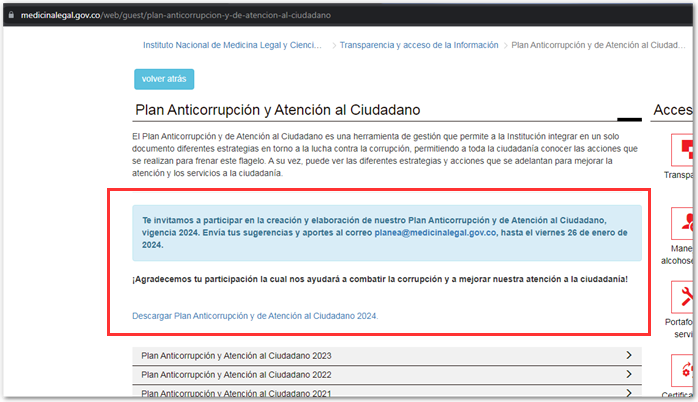 Imagen de la publicación invitando a consultar el Plan Anticorrupción y de Atención al Ciudadano 2024
